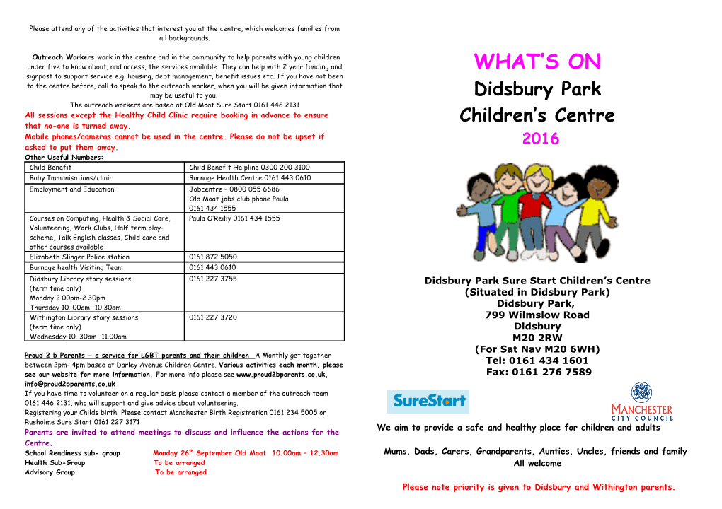 Didsbury Park Sure Start Children S Centre