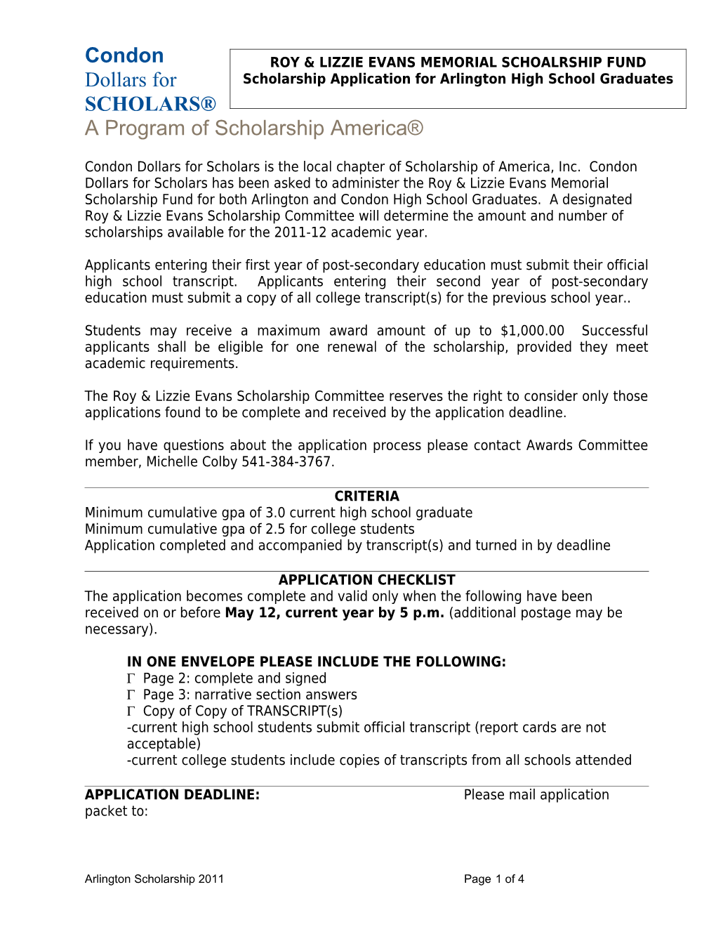 A Program of Scholarship America