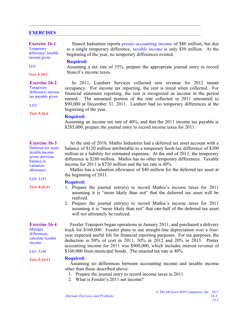 Temporary Difference; Taxable Income Given