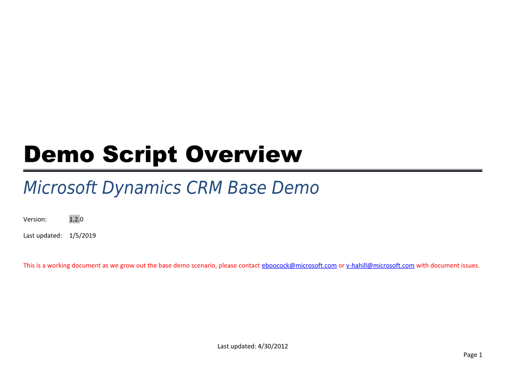 Microsoft Dynamics CRM Base Demo