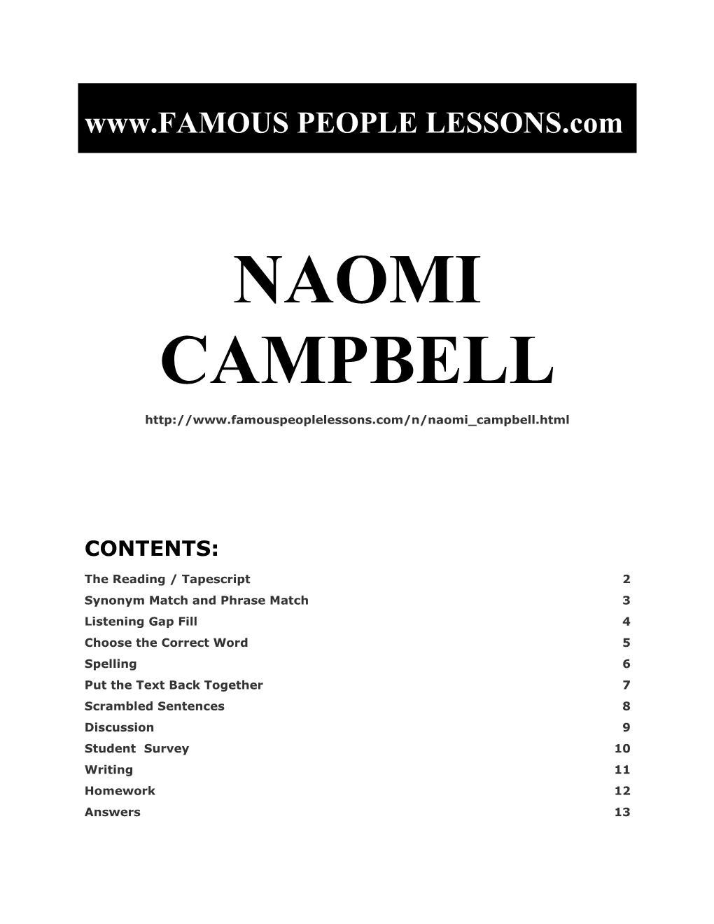 Famous People Lessons - Naomi Campbell