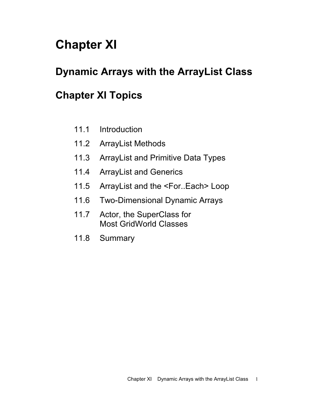 Dynamic Arrays with the Arraylist Class