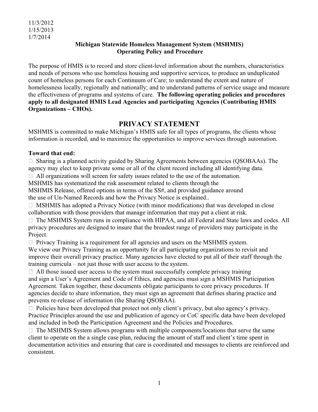 Michigan Statewide Homeless Management System (MSHMIS)