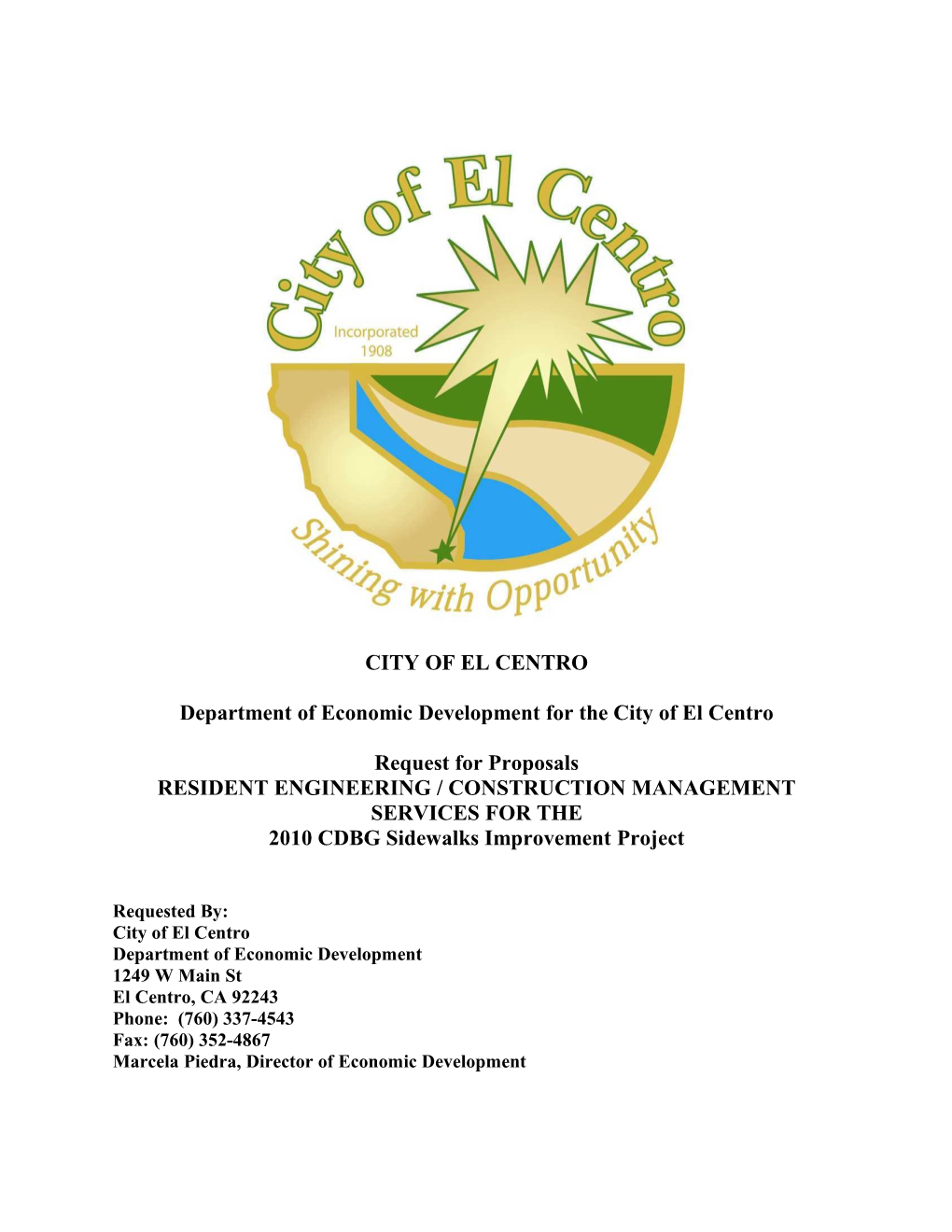 Department of Economic Development for the City of El Centro