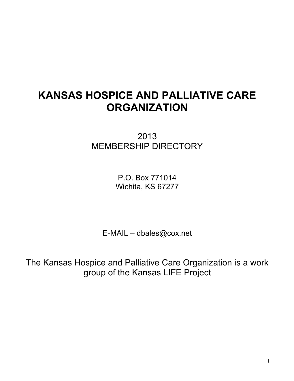 Kansas Hospice and Palliative Care Organization