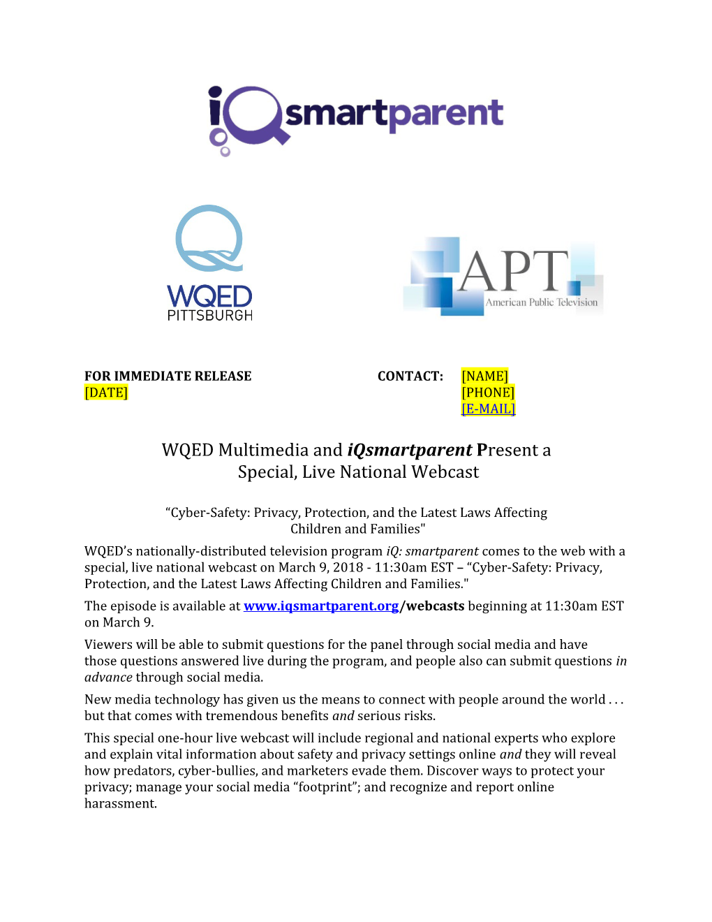 WQED Multimedia and Iqsmartparent Present A