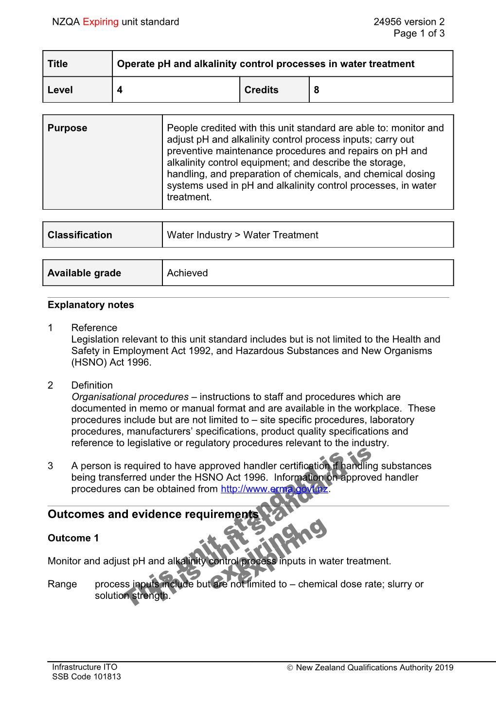 24956 Operate Ph and Alkalinity Control Processes in Water Treatment