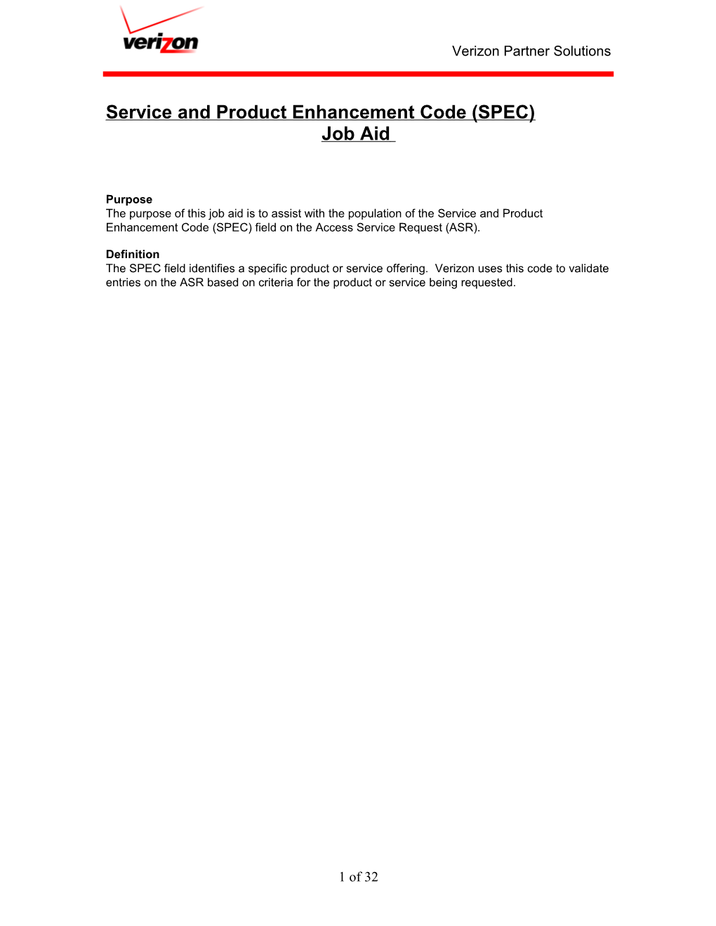 Service and Product Enhancement Code (SPEC)