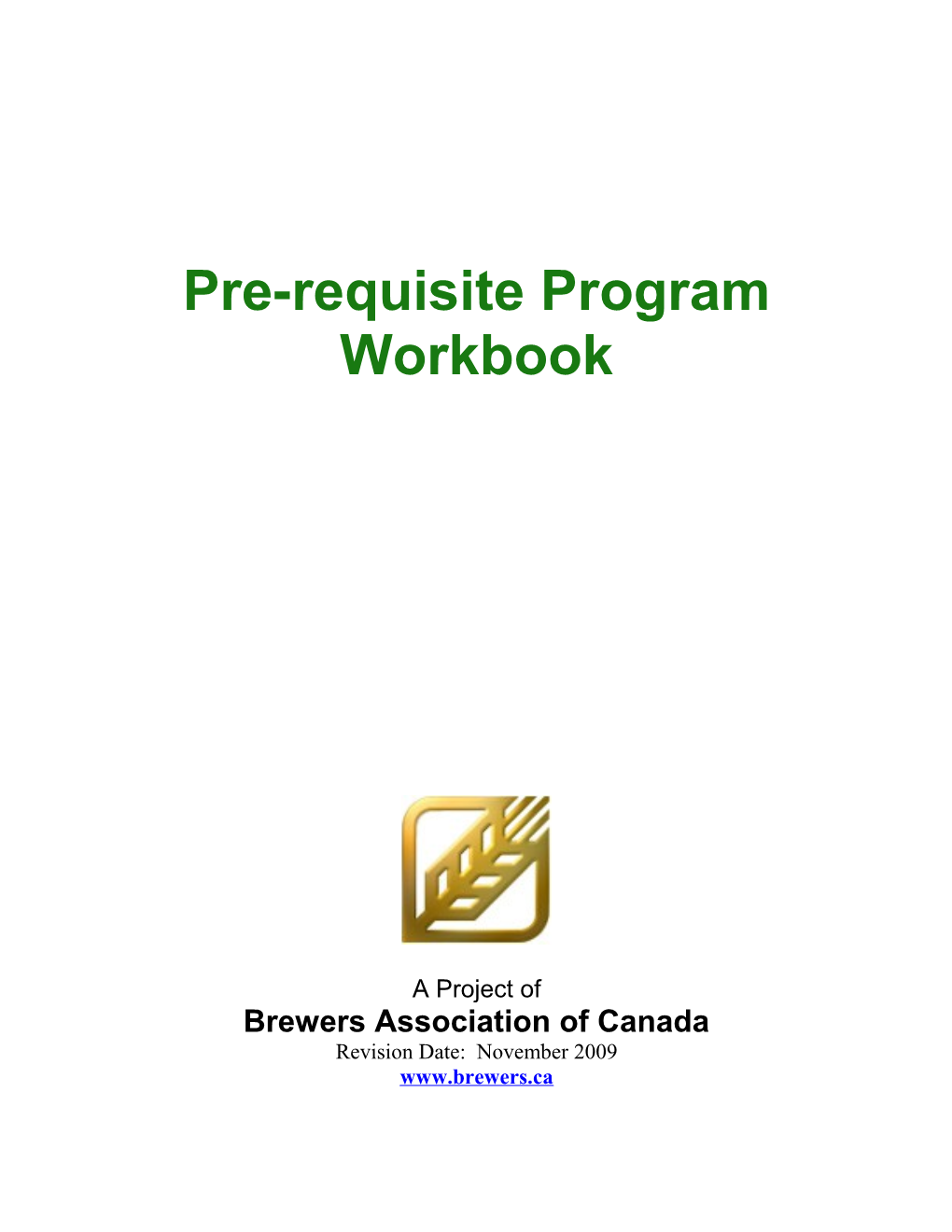 Pre-Requisite Program Workbook