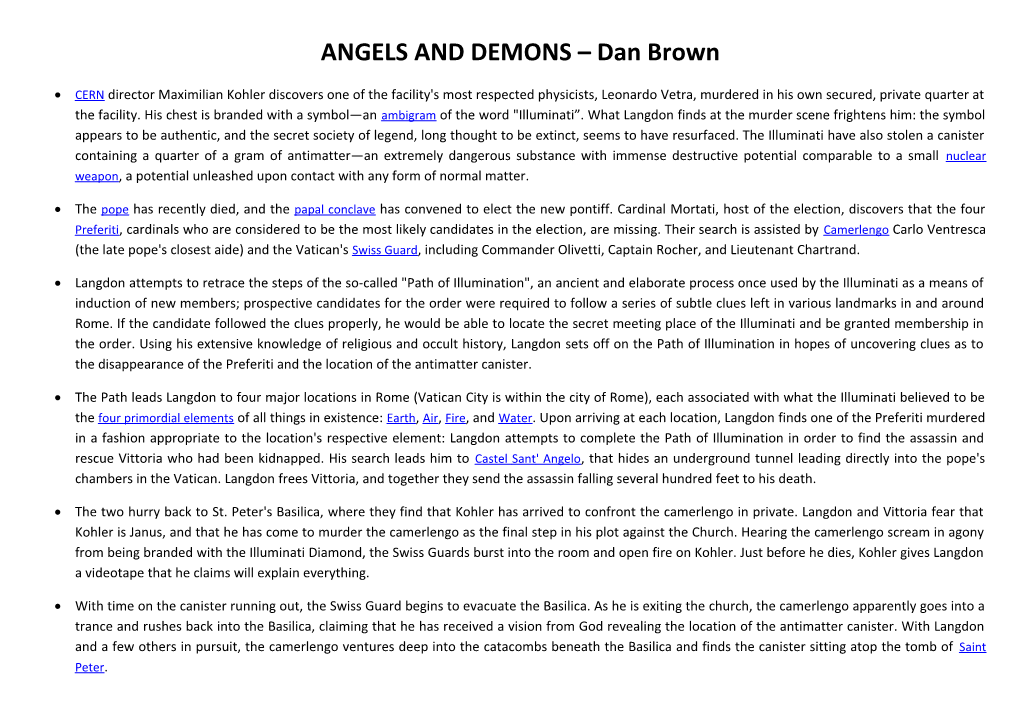 ANGELS and DEMONS Dan Brown