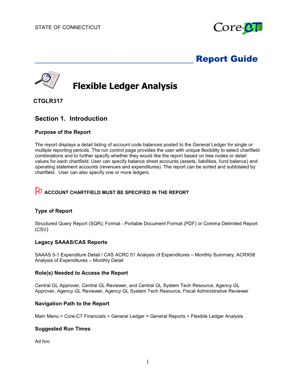 Flexible Ledger Analysis (CTGLR317)