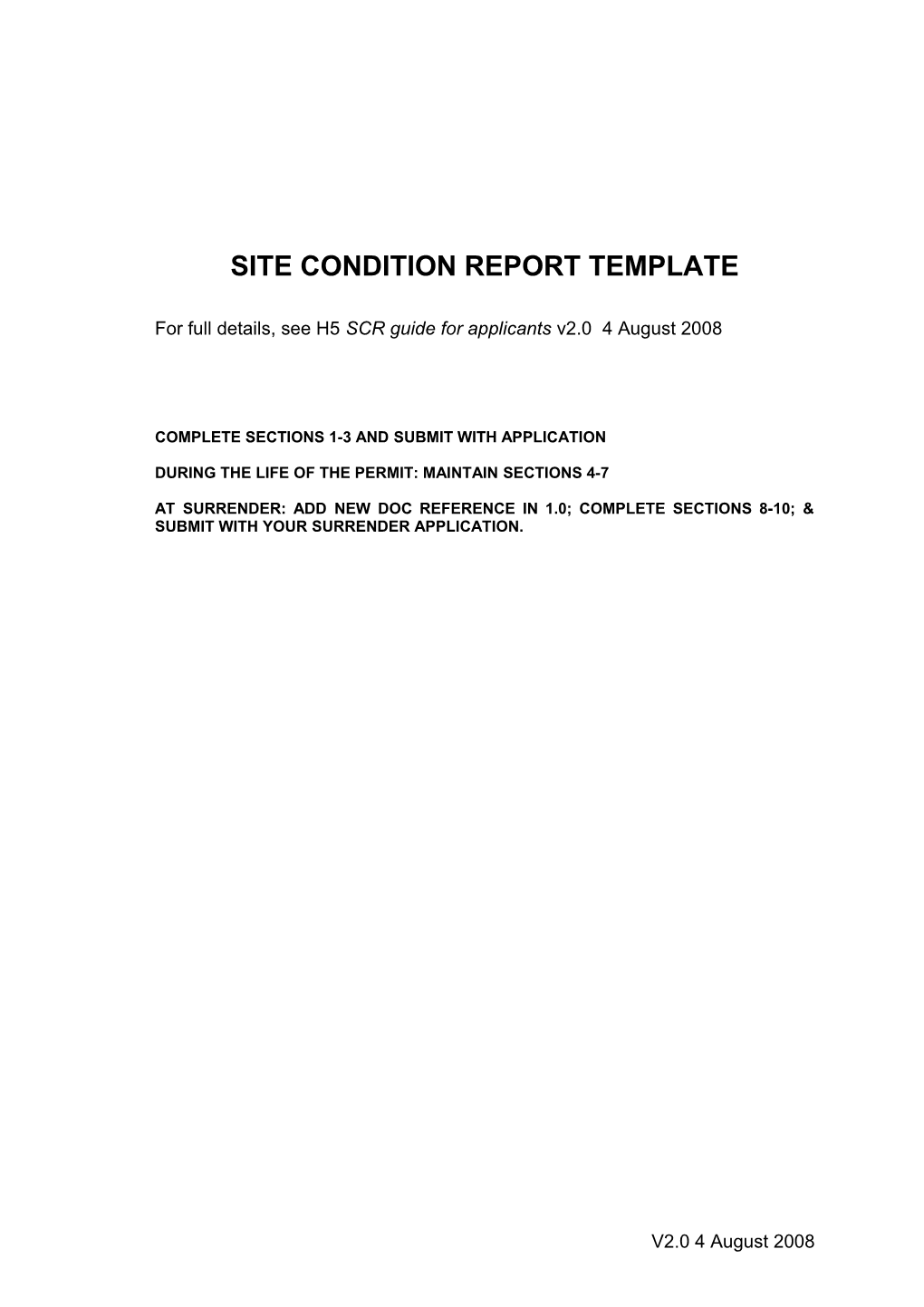 Site Condition Report Template