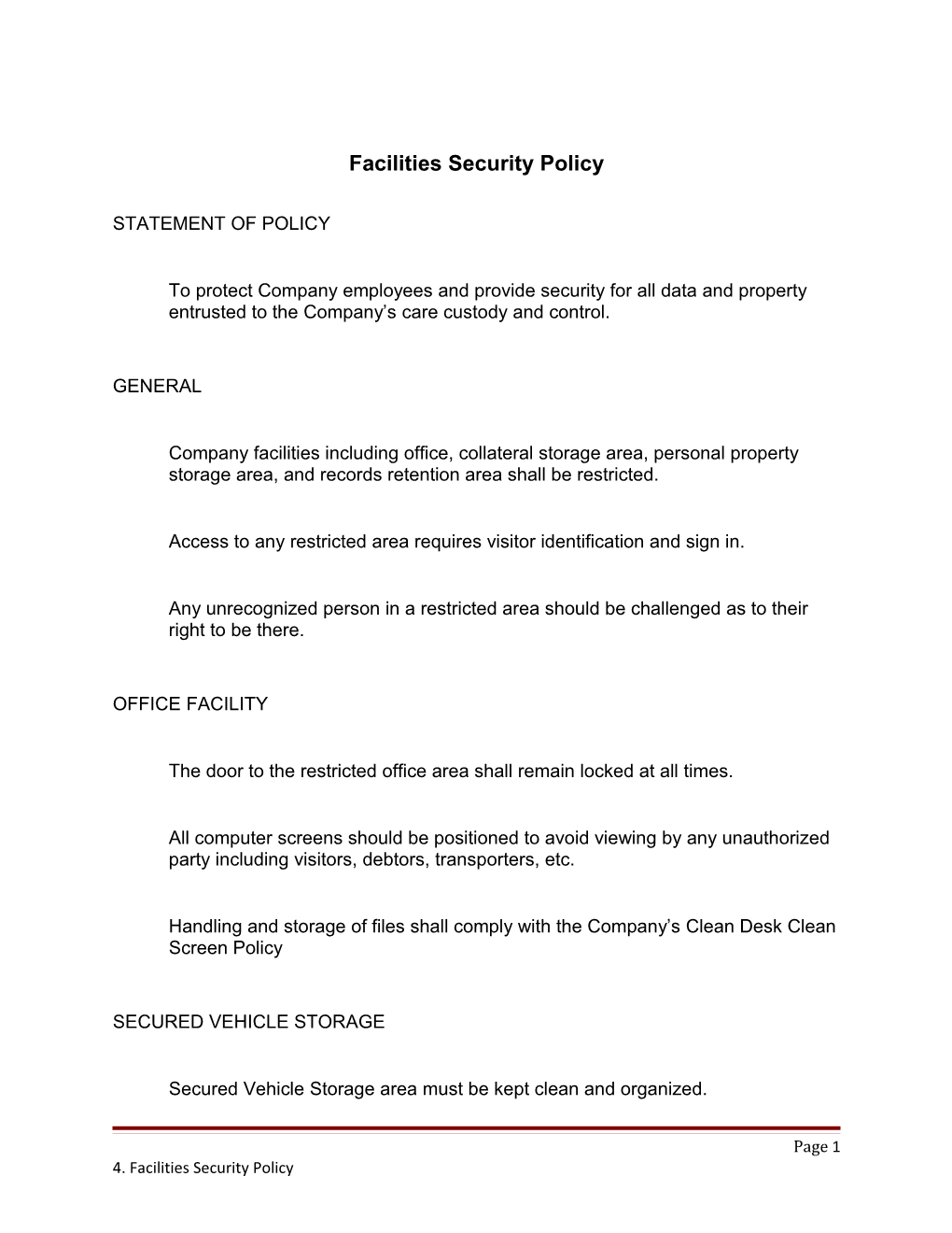 Facilities Security Policy