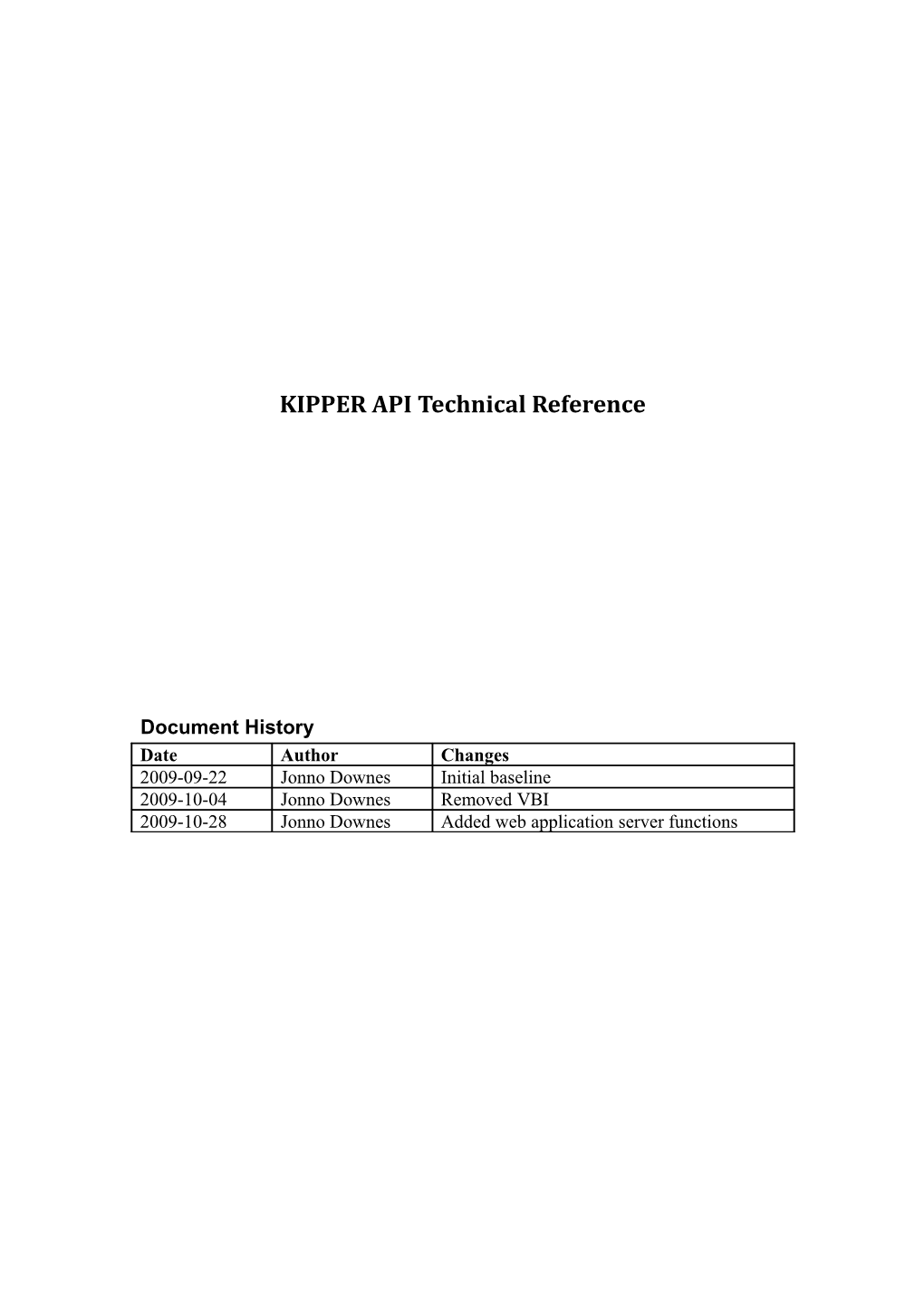 KIPPERAPI Technical Reference