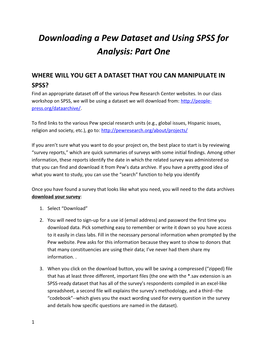 Downloading a Pew Dataset and Using SPSS for Analysis: Part One