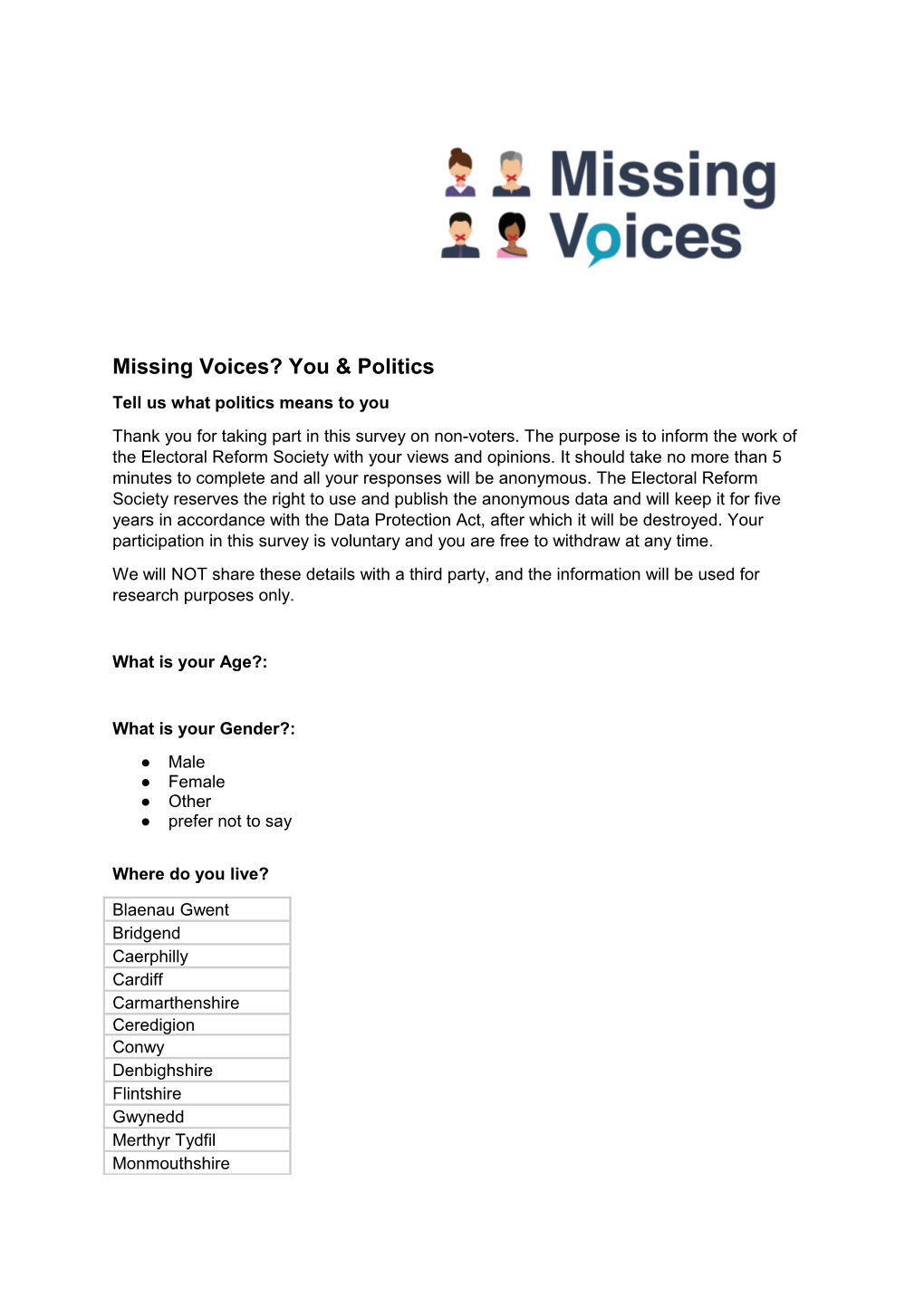 Missing Voices? You & Politics