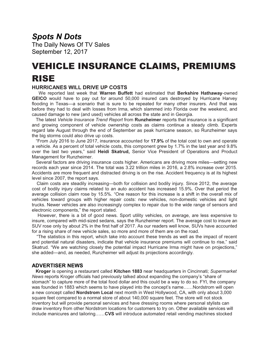 Vehicle Insurance Claims, Premiums Rise