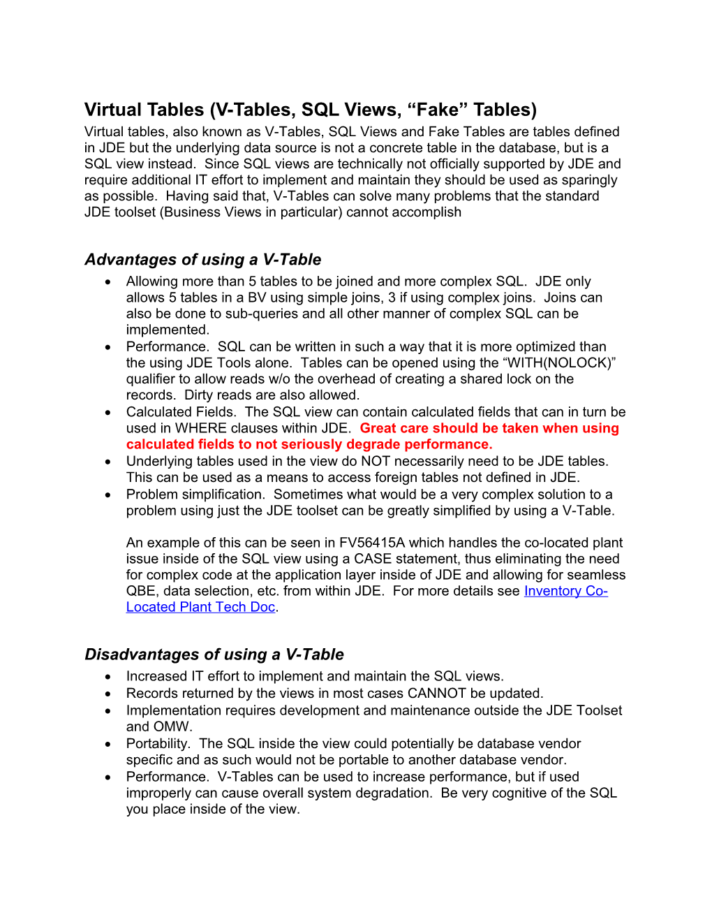 Virtual Tables (V-Tables, SQL Views, Fake Tables)