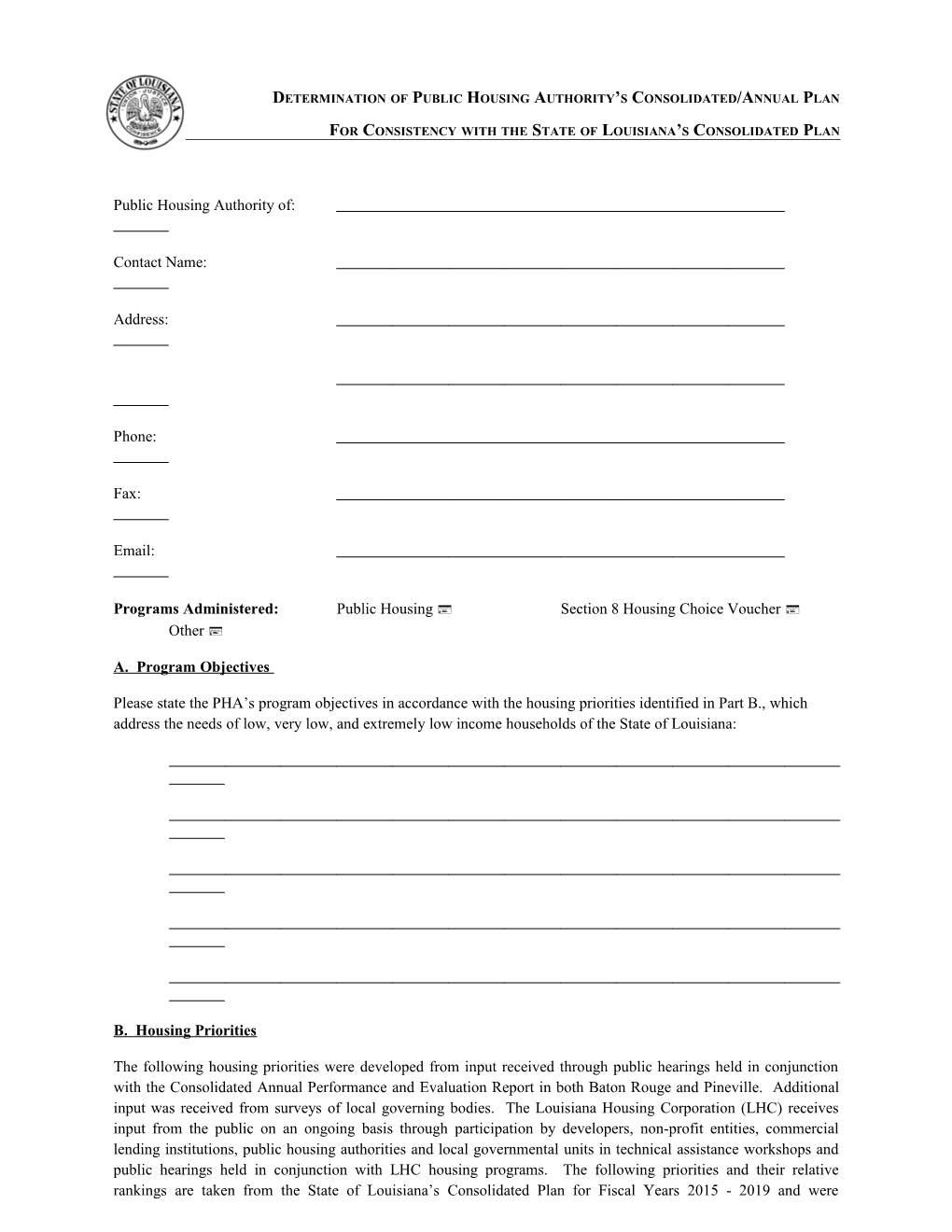 Determination of Public Housing Authority S Consolidated/Annual Plan