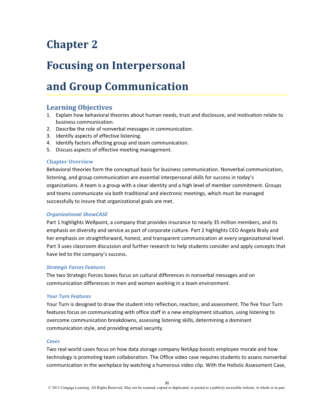 Chapter 2 Focusing on Interpersonal and Group Communication1