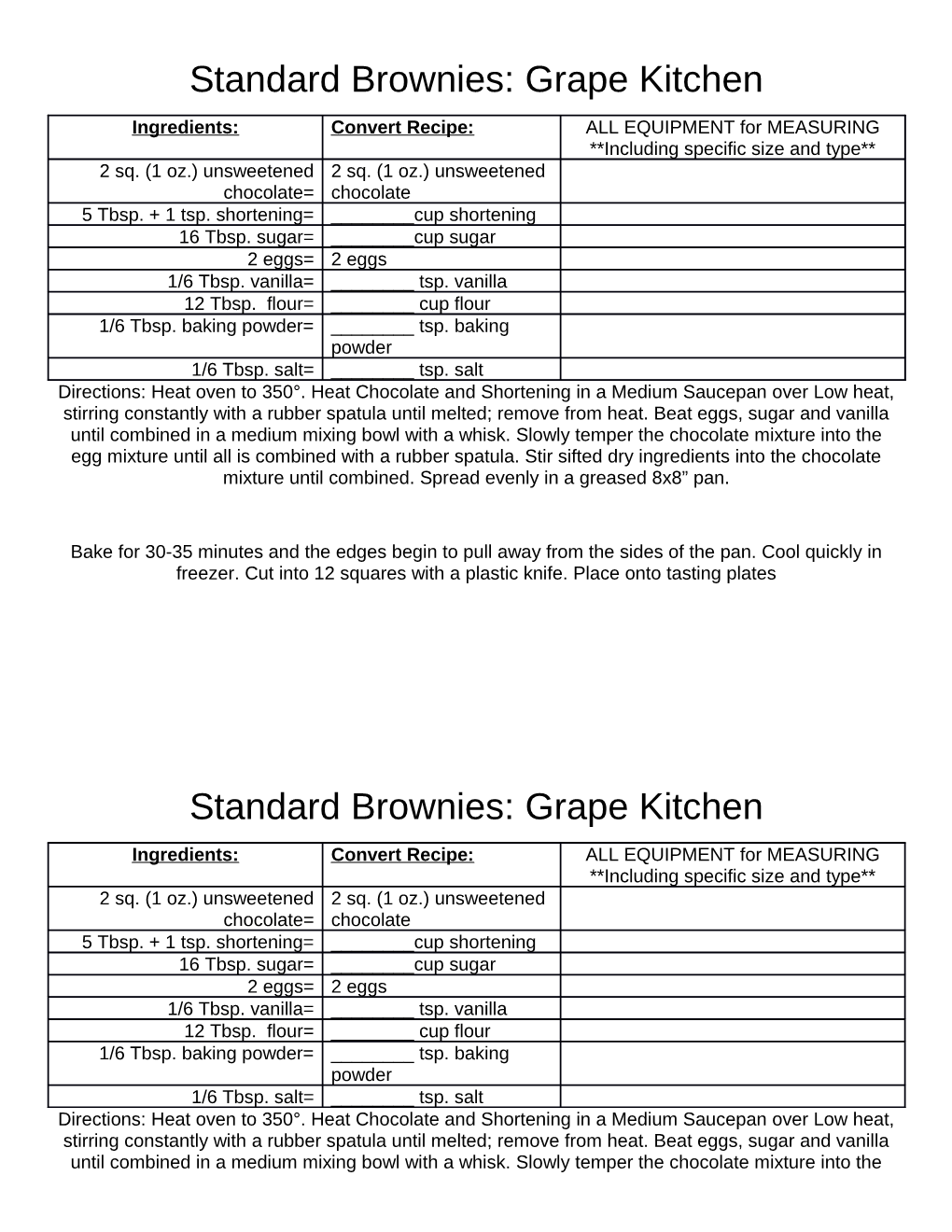 Standard Brownies: Grape Kitchen