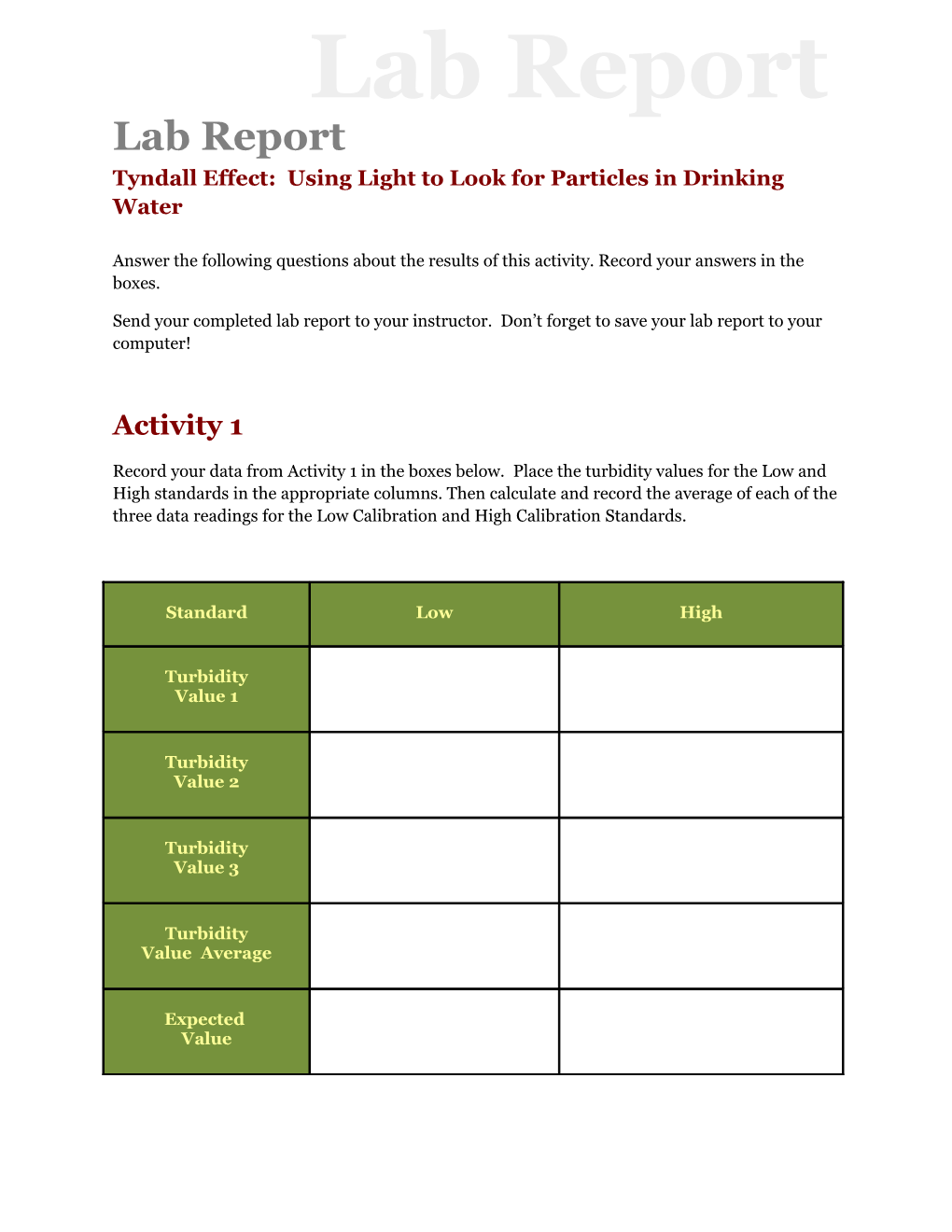 Tyndall Effect: Using Light to Look for Particles in Drinking Water