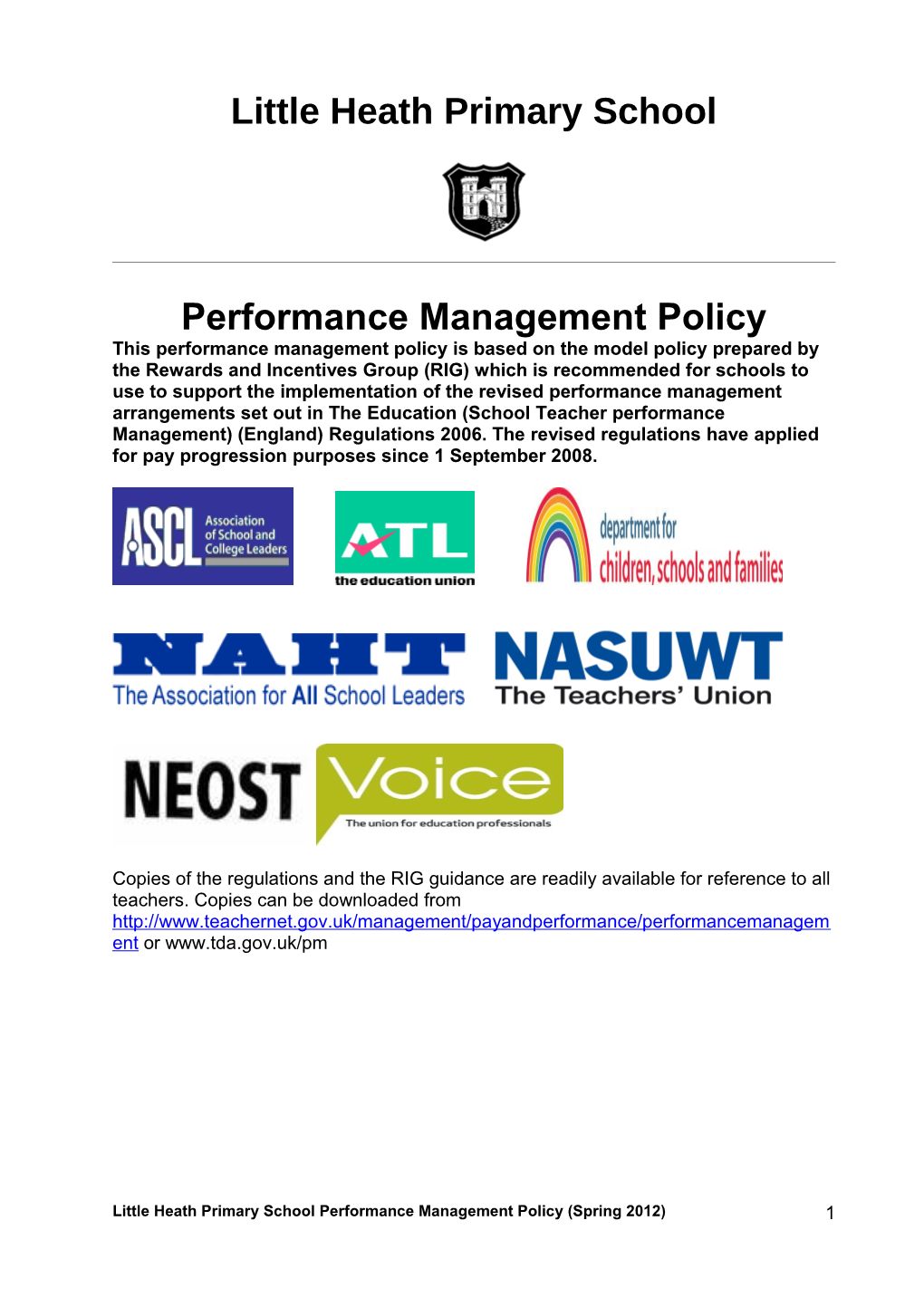 Model Performance Management Policy for Schools