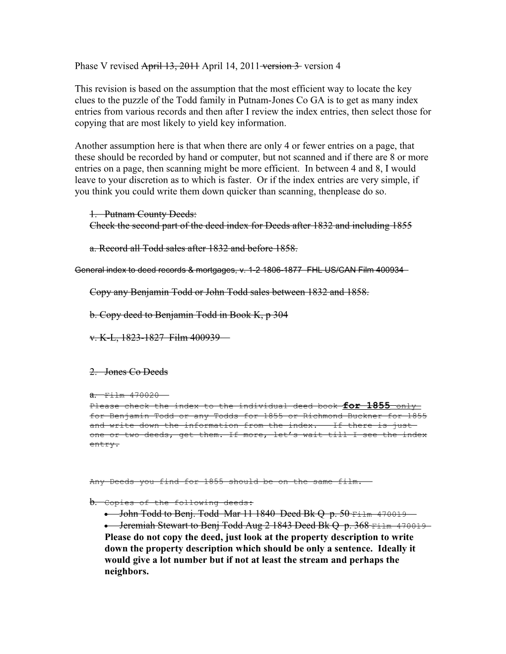 Phase V Revised April 13, 2011 April 14, 2011 Version 3 Version 4