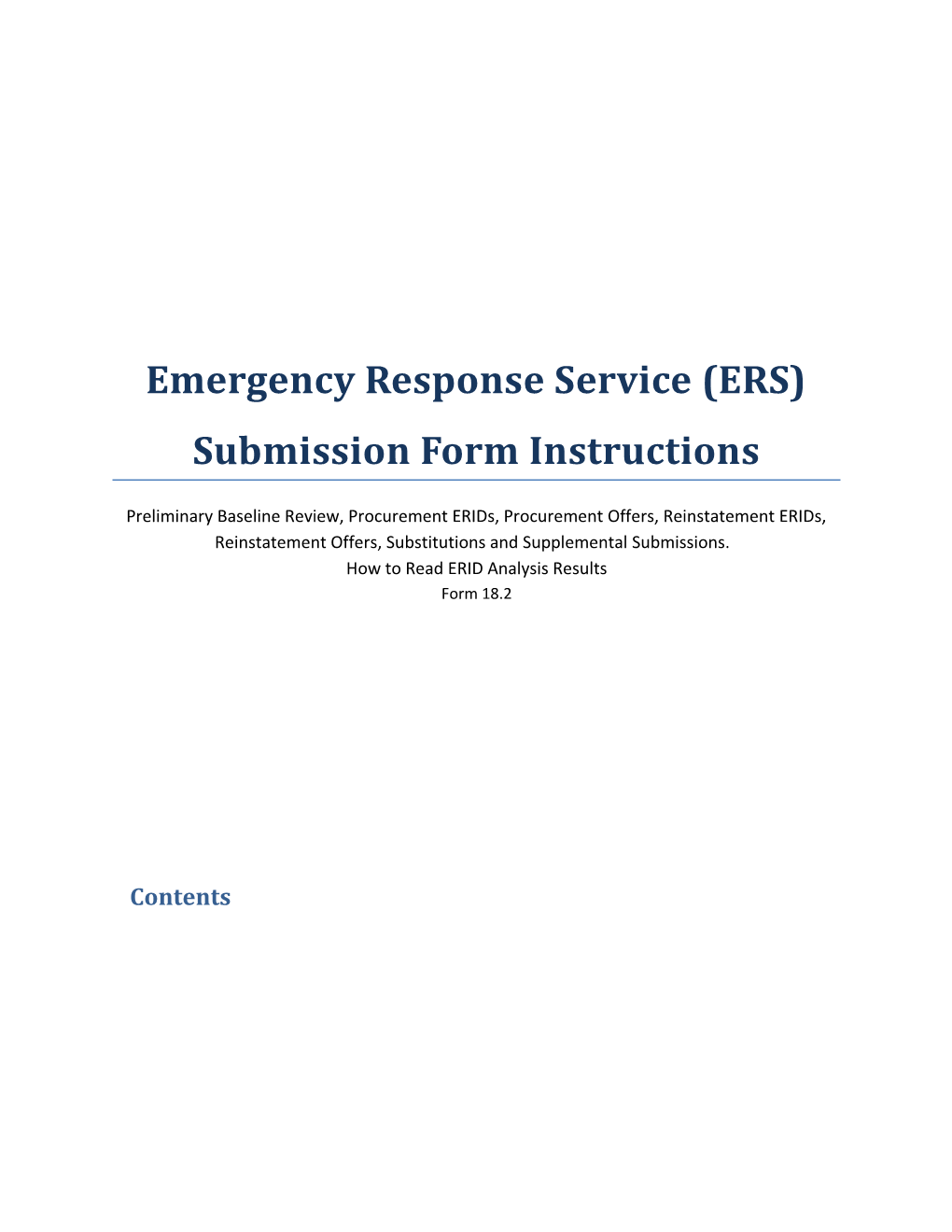 Emergency Response Service (ERS)