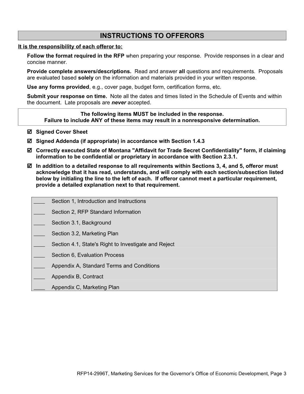 RFP14-2996T, Marketing Services for the Governor S Office of Economic Development, Page 1