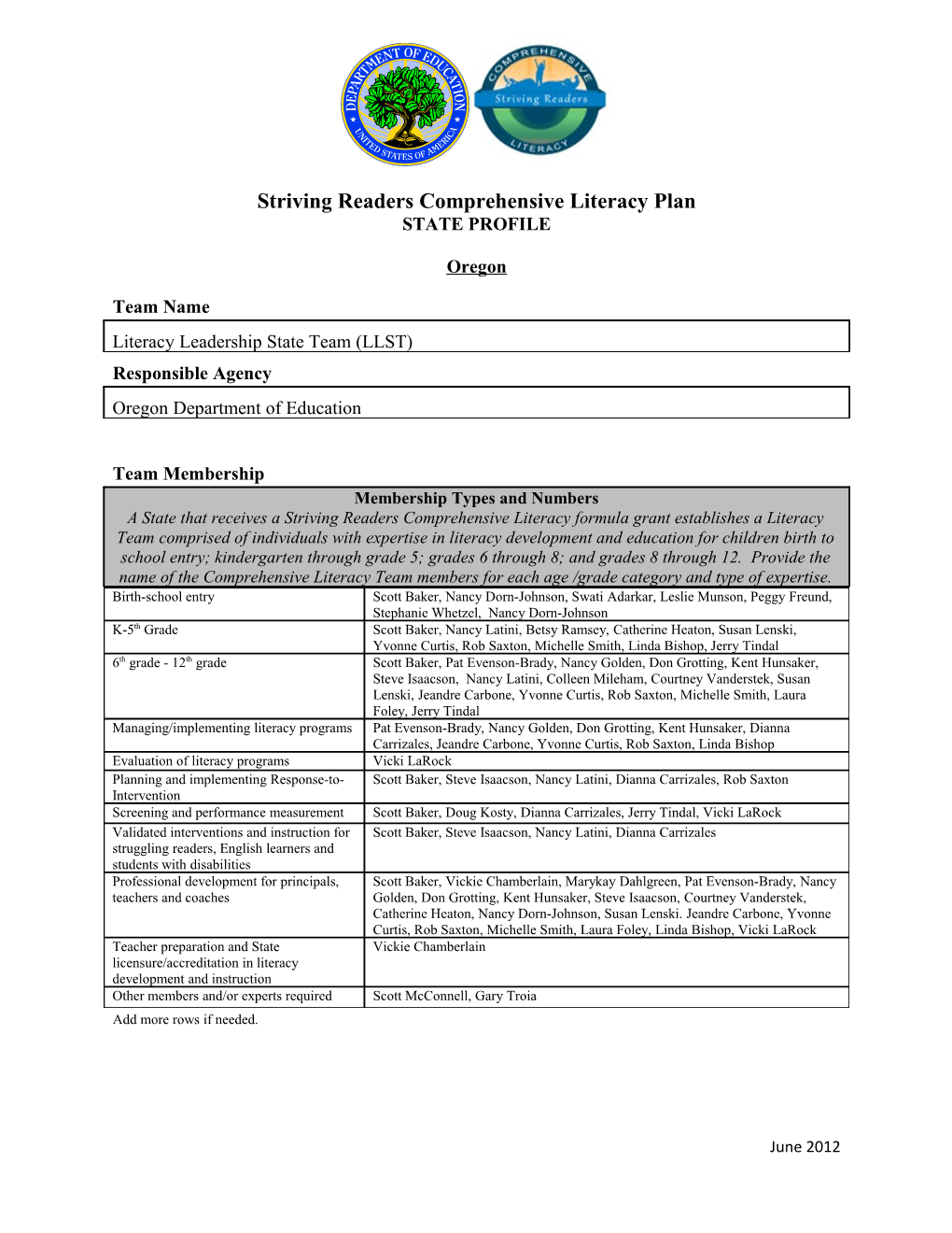 Oregon State Striving Readers Comprehensive Literacy Plan (MS Word)