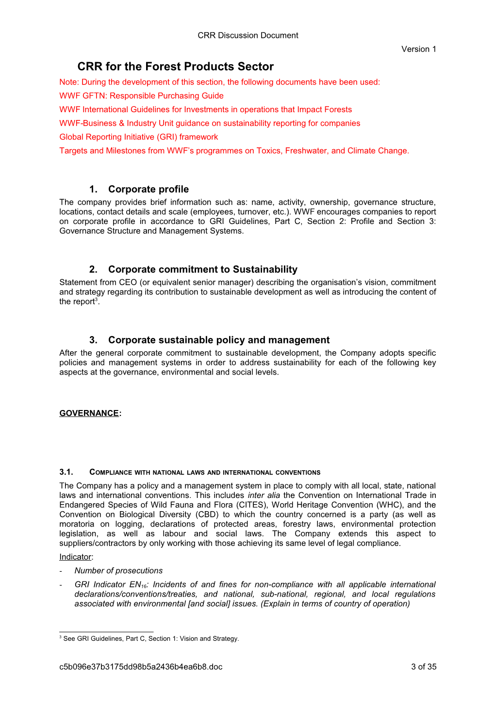 Guidelines on Corporate Responsibility Reporting for the Forest Industry, Pulp and Paper Sector