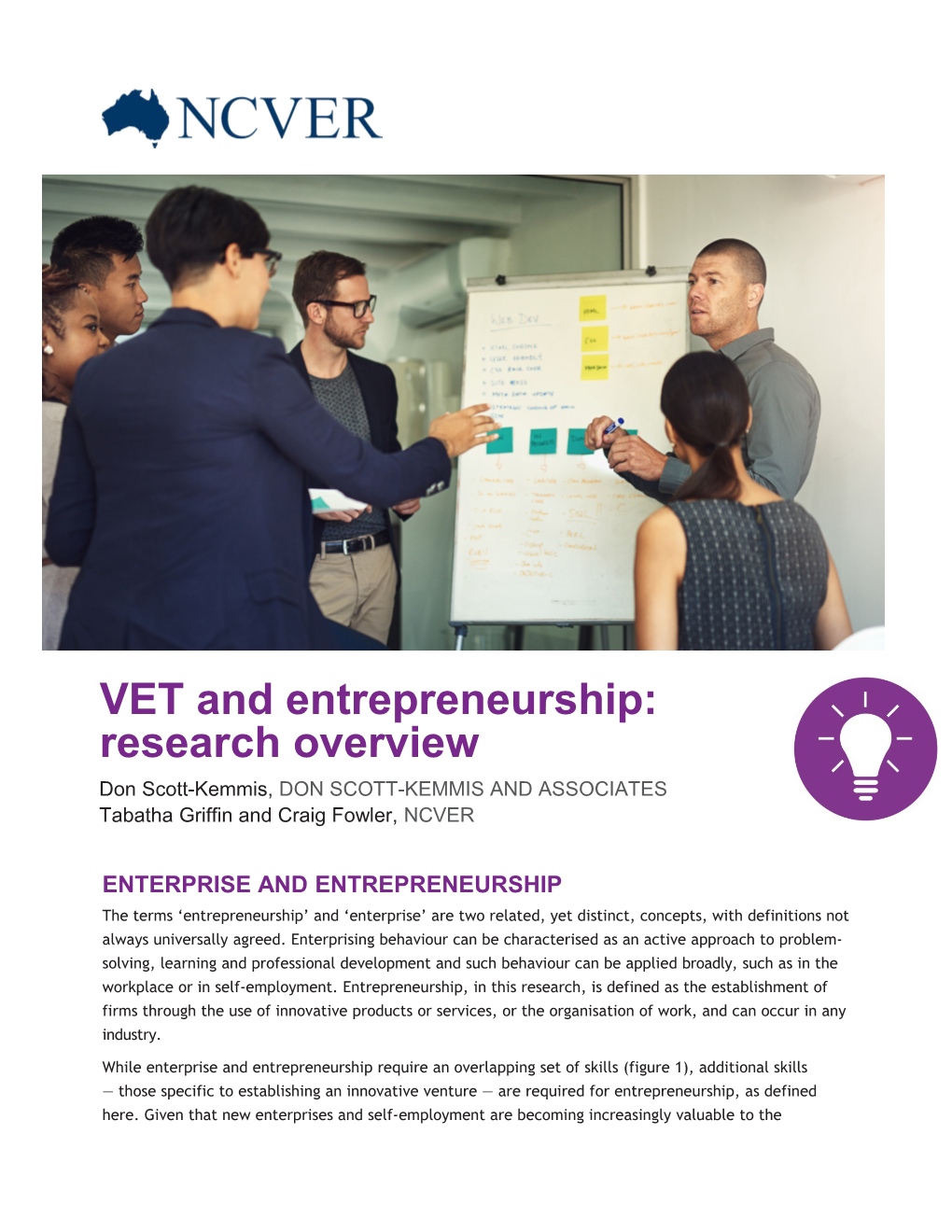 VET and Entrepreneurship: Research Overview