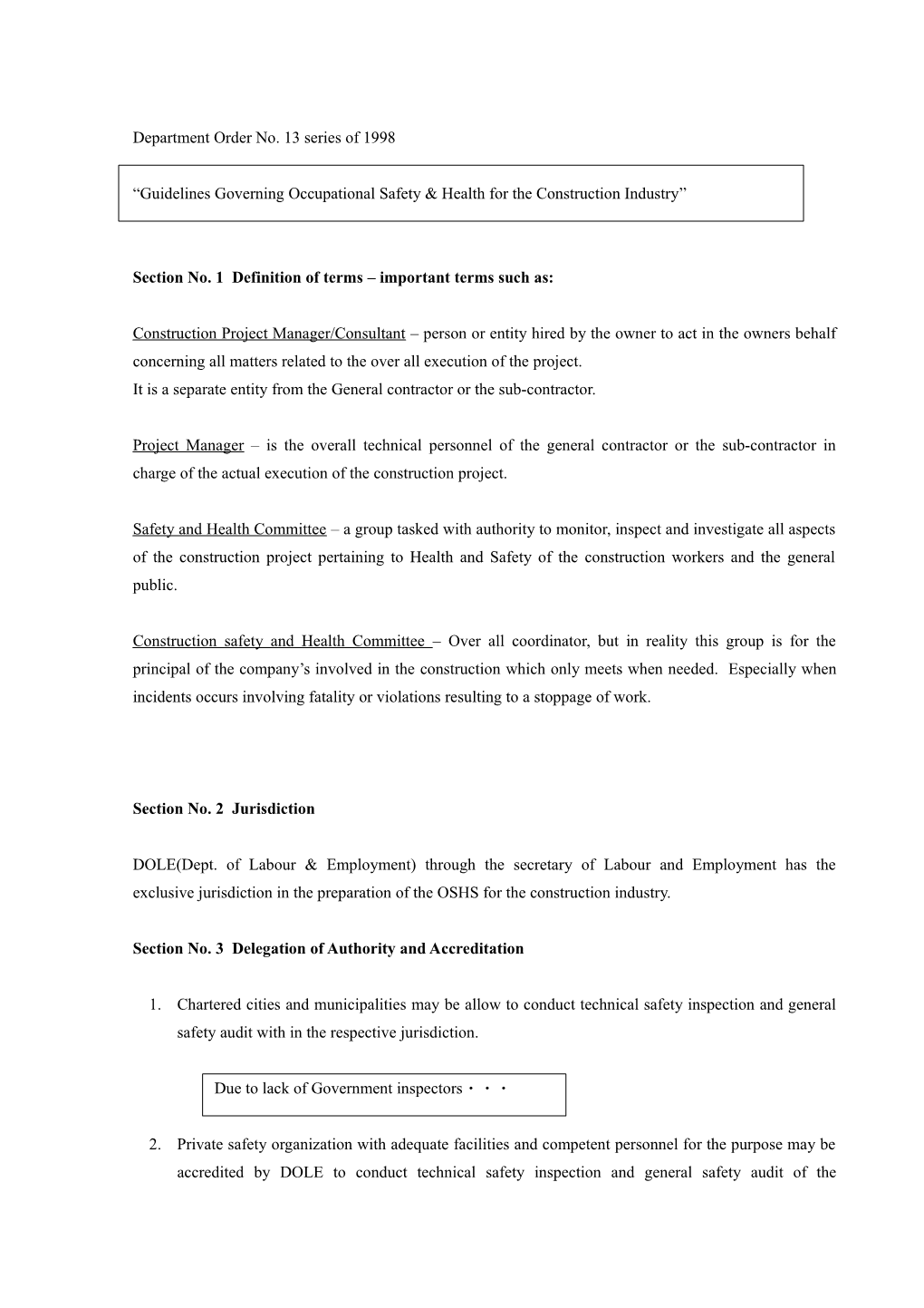 Section No. 1 Definition of Terms Important Terms Such As