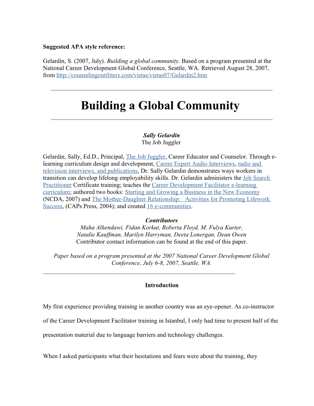 Building a Global Community