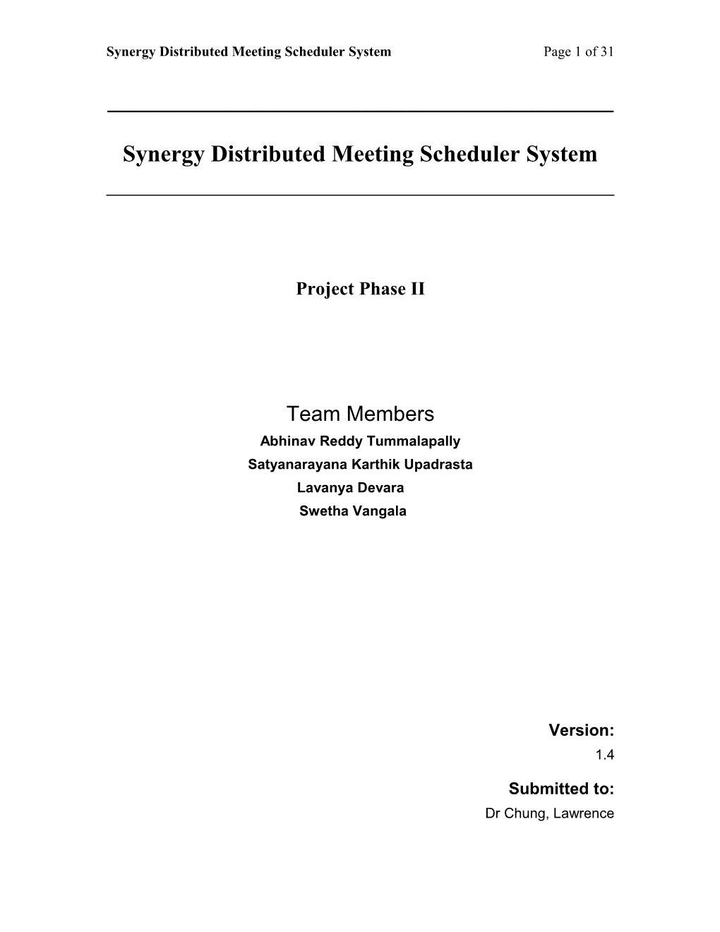 Synergy Distributed Meeting Scheduler System