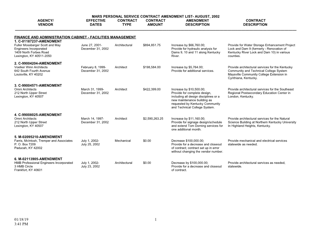 Finance and Administration Cabinet - Facilities Management