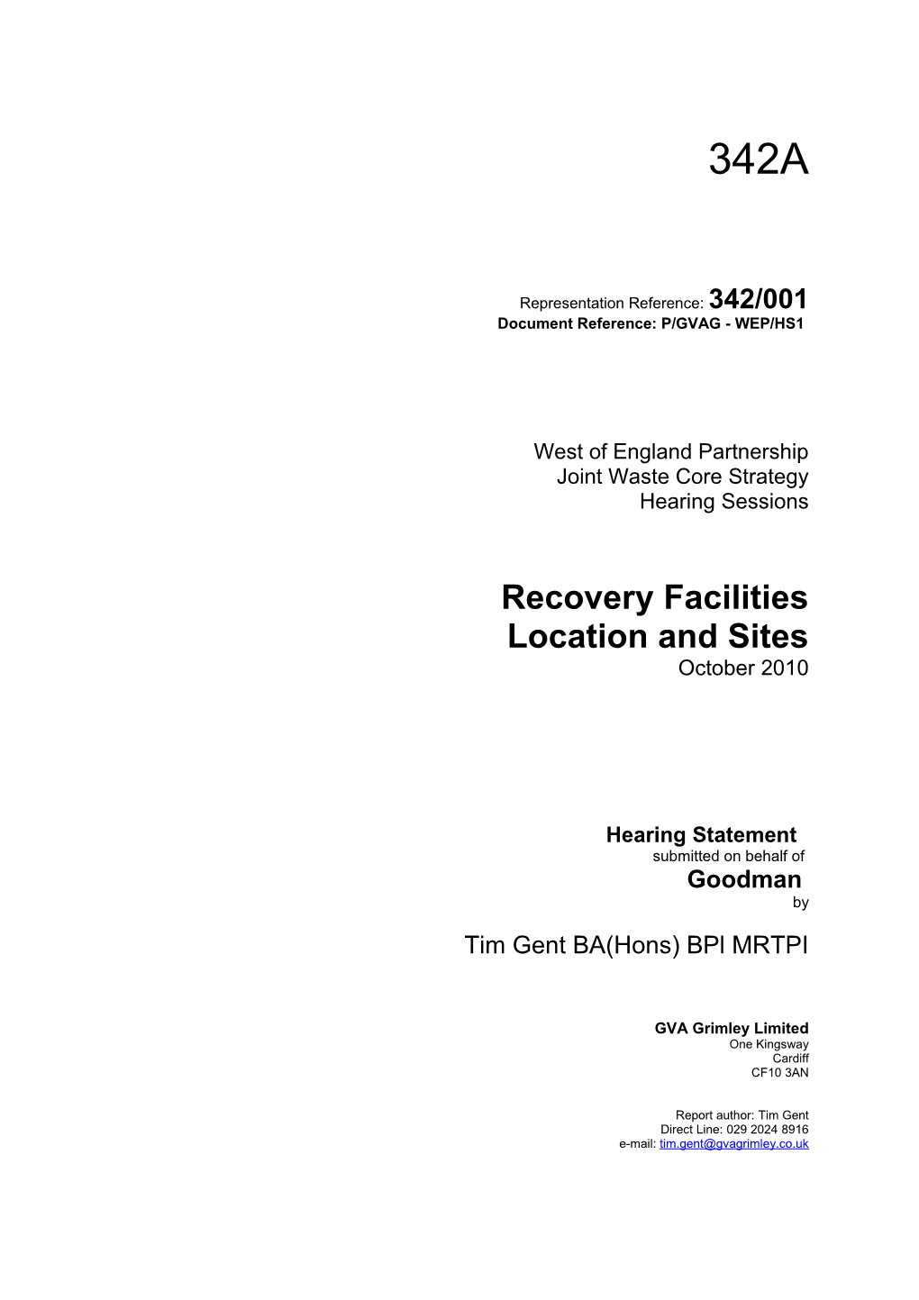 Portfolio Holdings and Gleeson Homes/GVA Grimley (Reference 484)