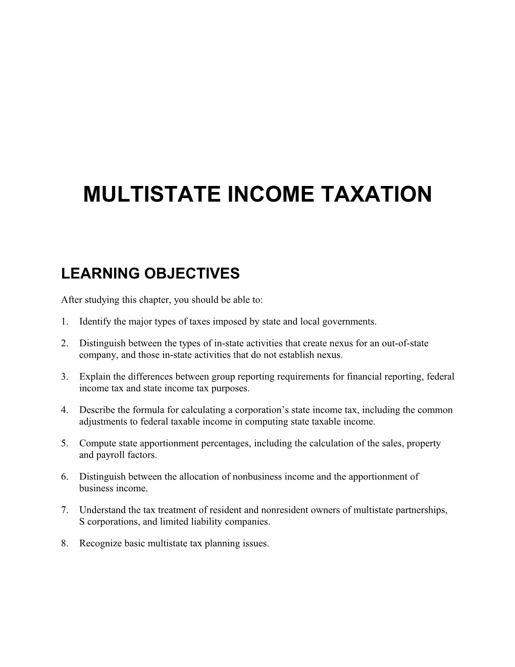 Multistate Income Taxation