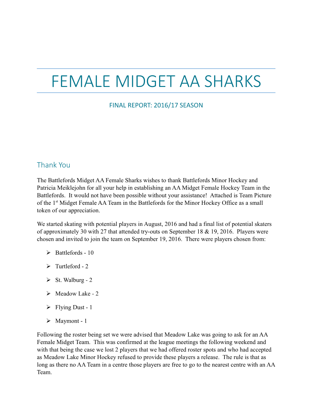 Female Midget AA Sharks