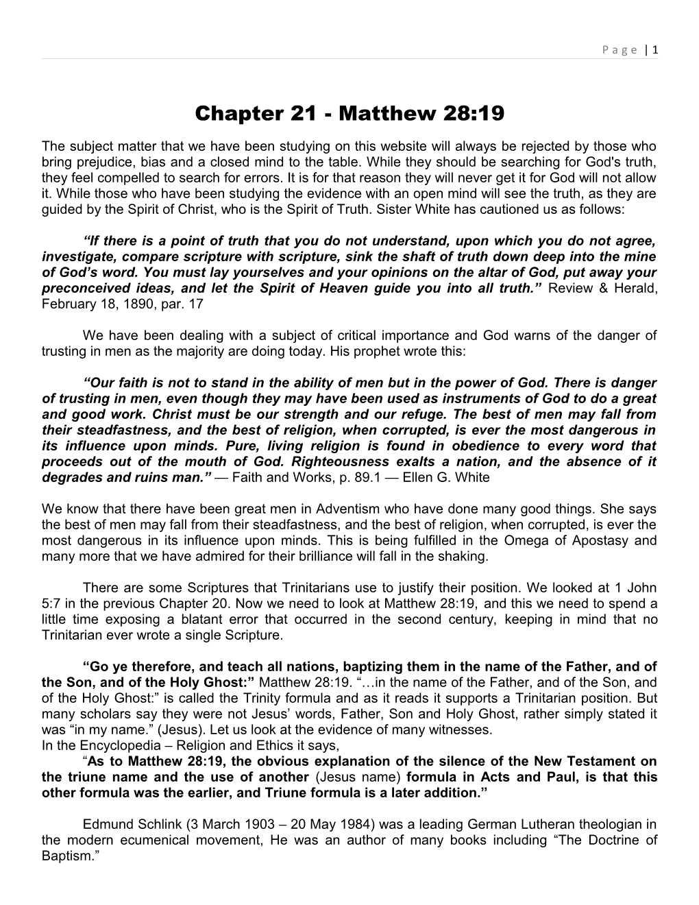 Chapter 21 - Matthew 28:19