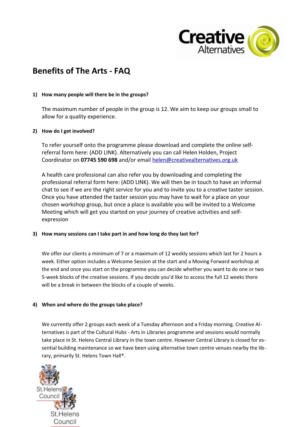 Benefits of the Arts - FAQ