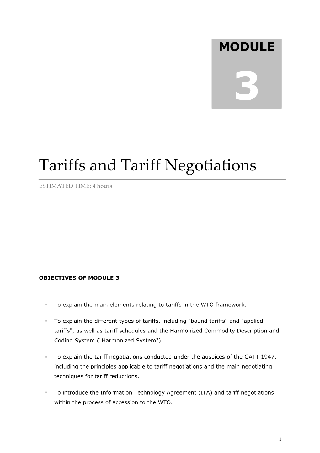 M3-Tariffs and Tariff Negotiations