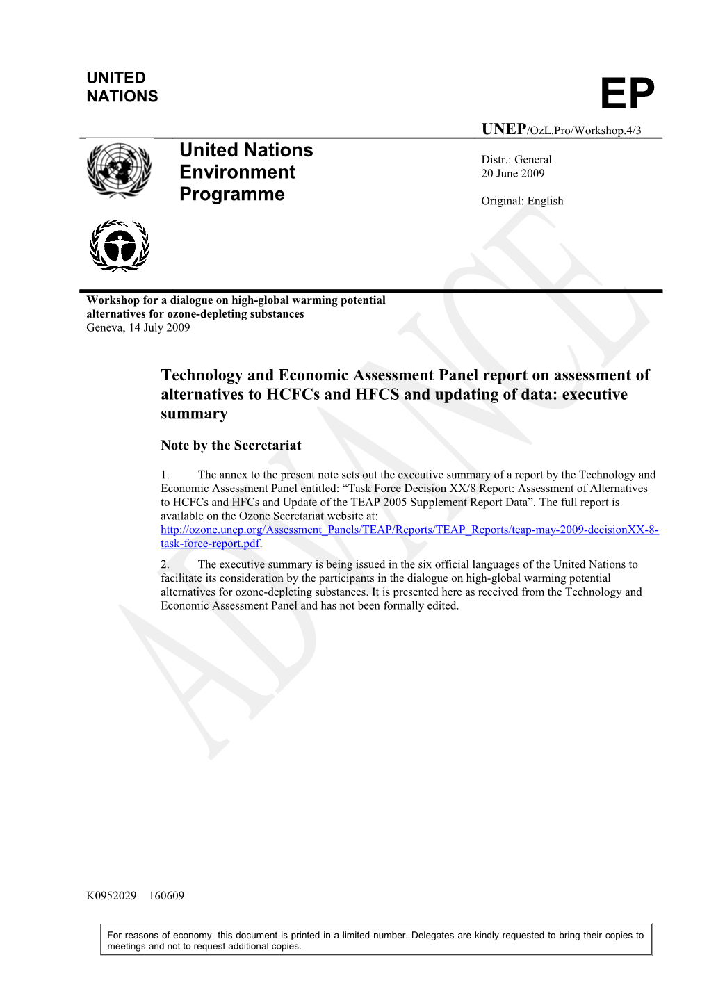 Report of the Executive Committee of the Multilateral Fund on the Progress Made in Reducing