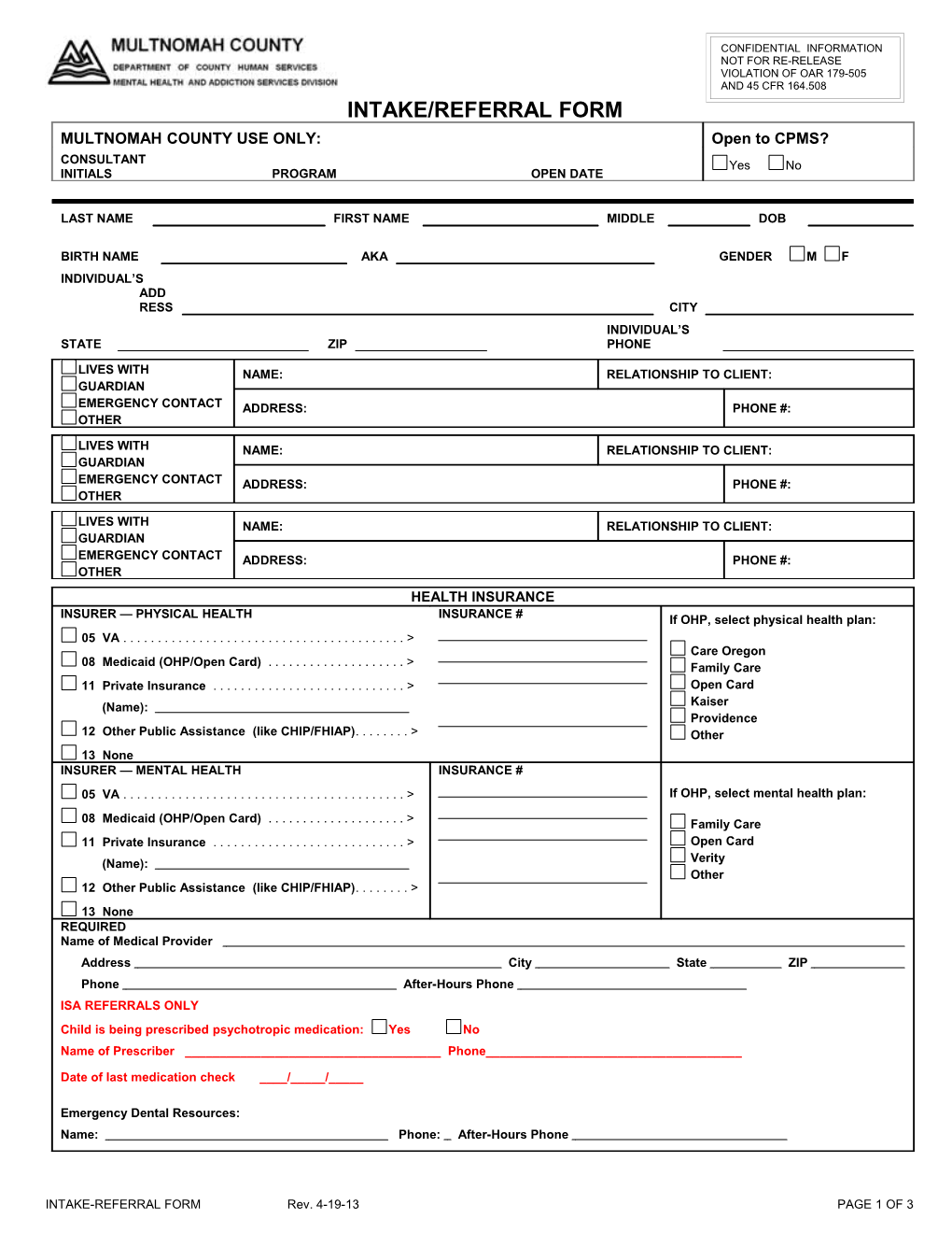 Intake/Referral Form