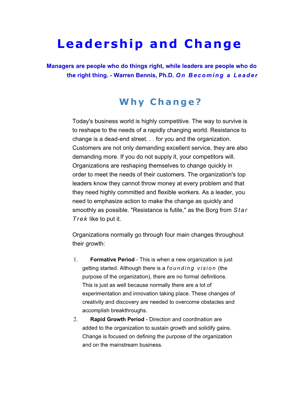 Leadership and Change