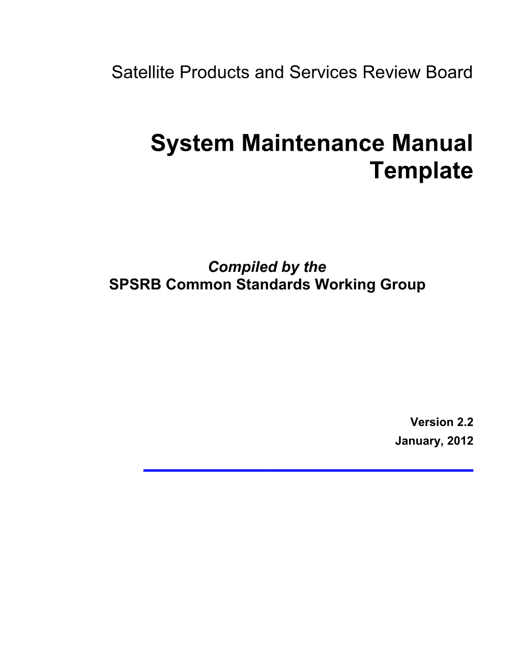 System Maintenance Manual