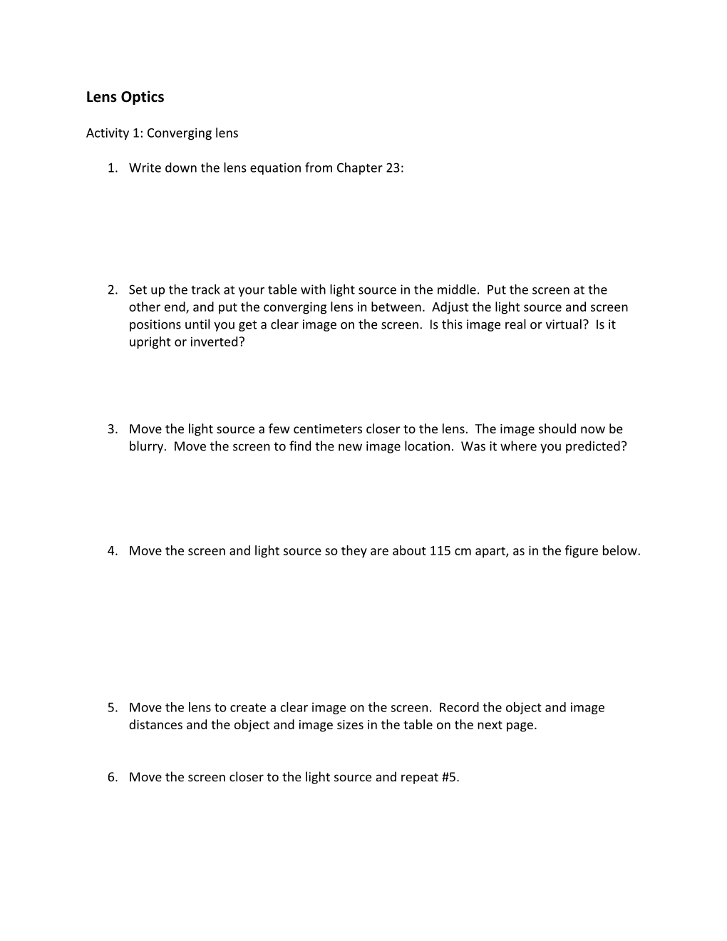 Activity 1: Converging Lens