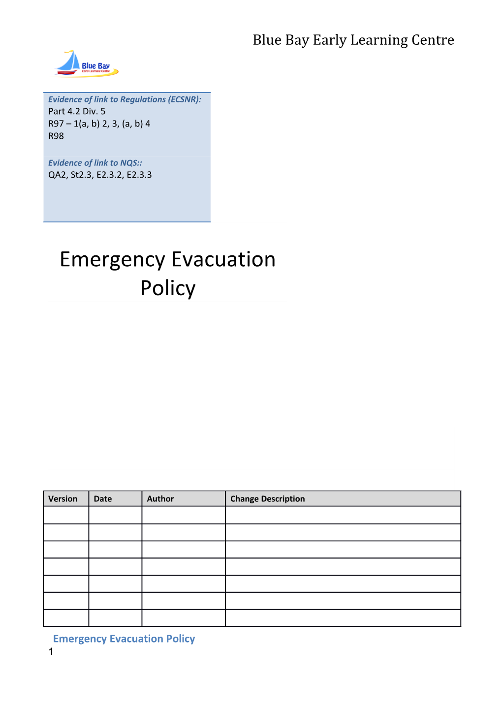 Emergency Evacuation Policy