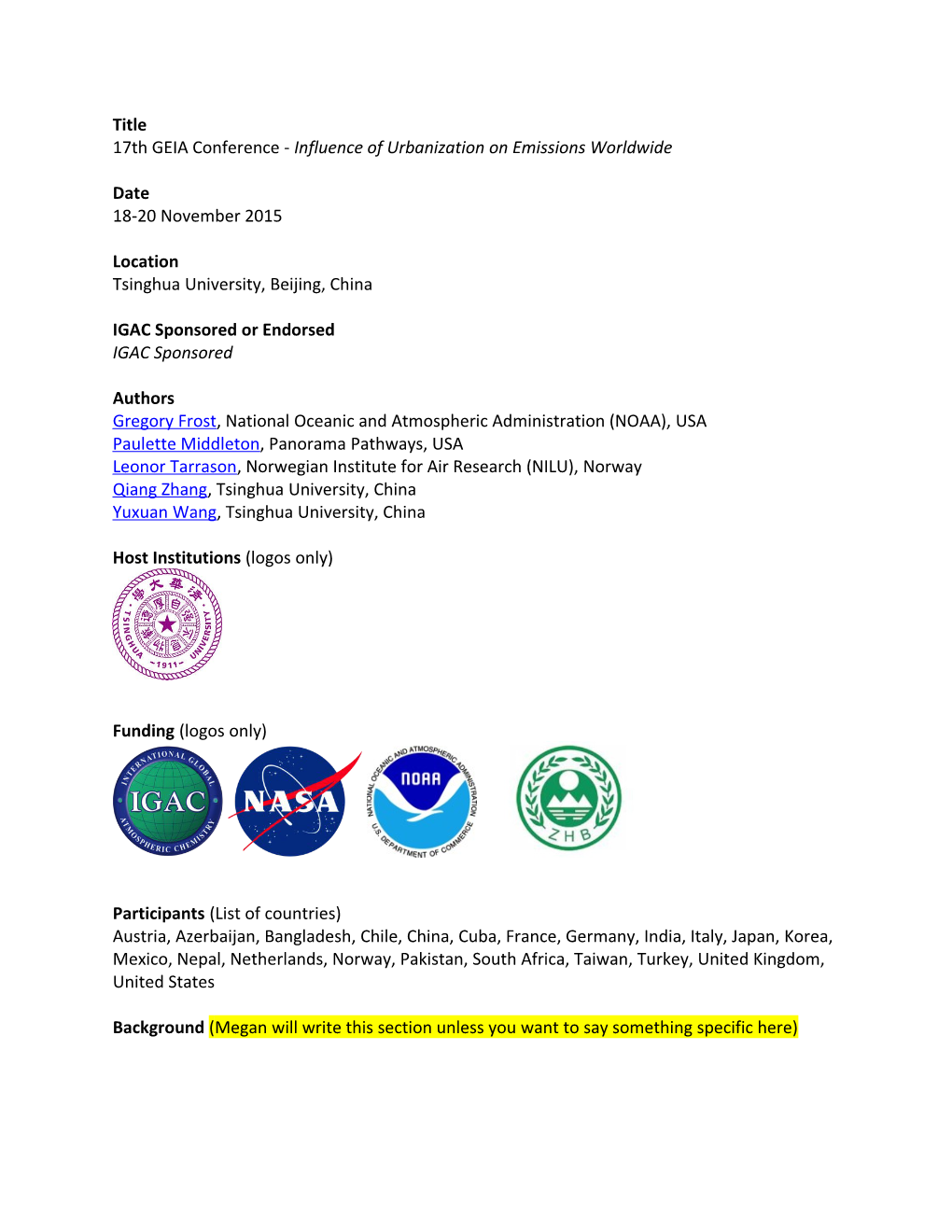 17Th GEIA Conference - Influence of Urbanization on Emissions Worldwide